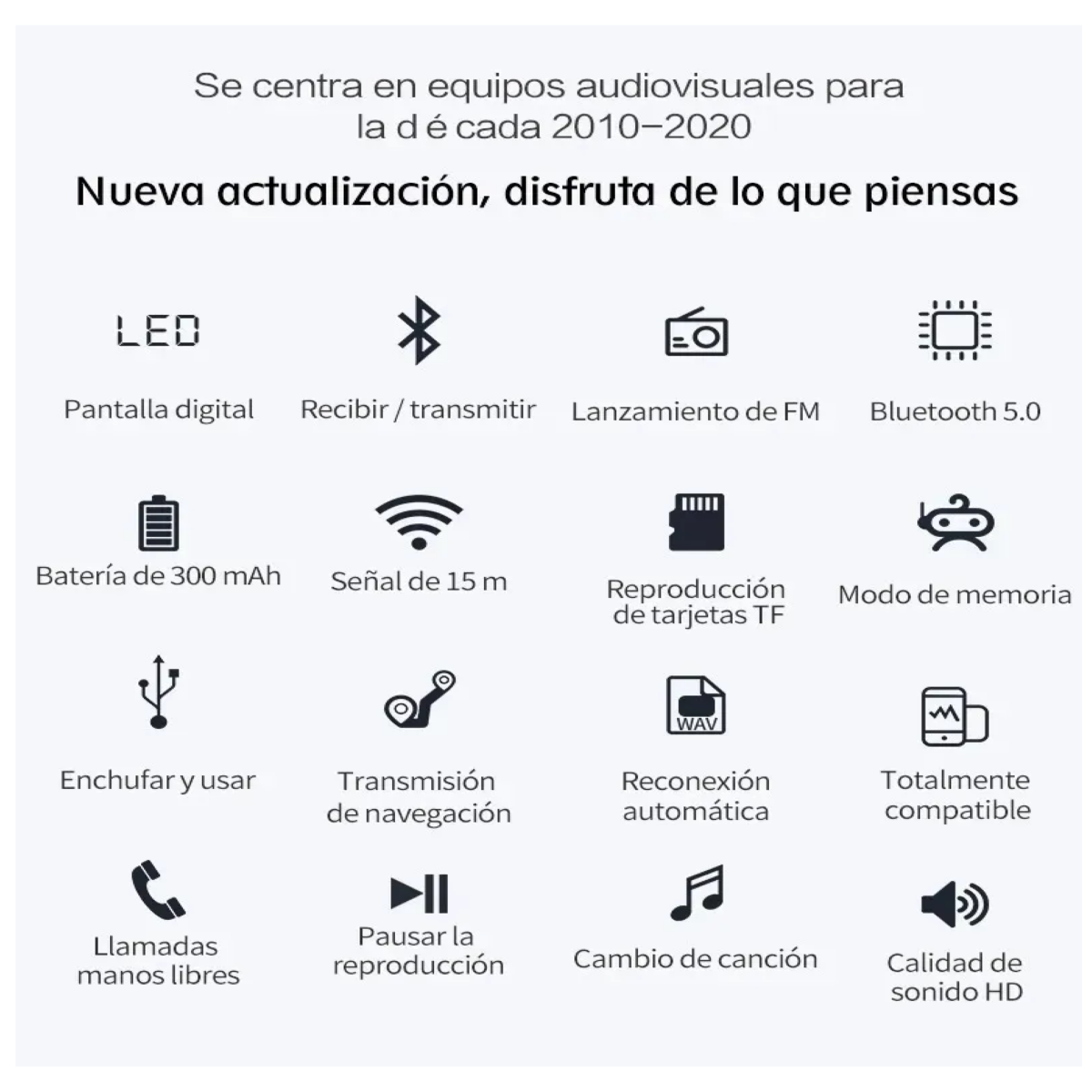 Transmisor/receptor Bluetooth 5.0 Lcd Para Pc, Tv, Bocina, Negro