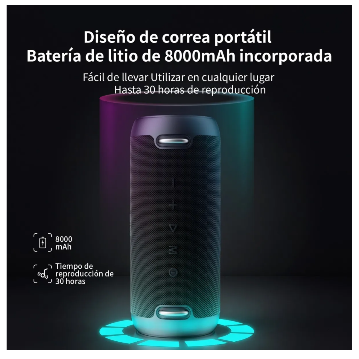 Bocina  Portátil Recargable Estéreo Con Bluetooth Negro