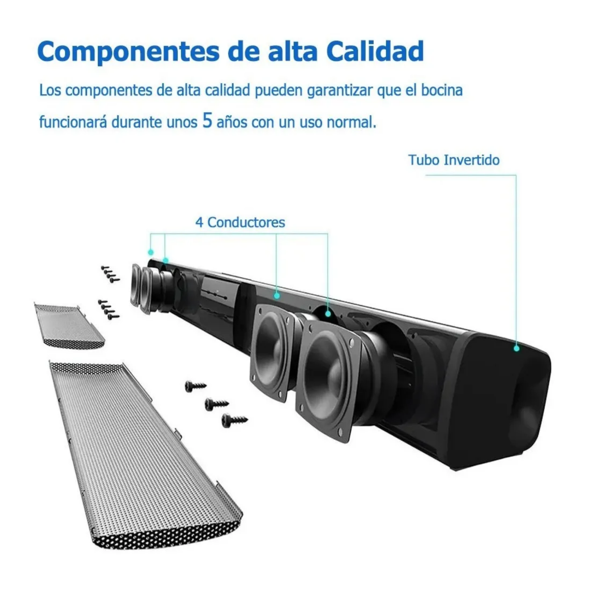 Barra De Sonido Bocina Bluetooth Recargable, Gris
