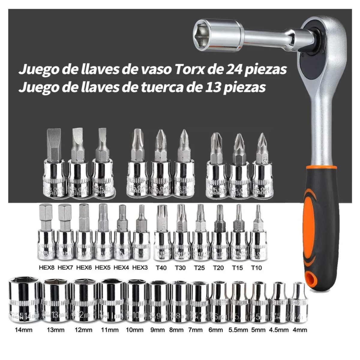 Juego De Herramientas Mecánica Dados Acerokit46 Pzas, Estuche negro