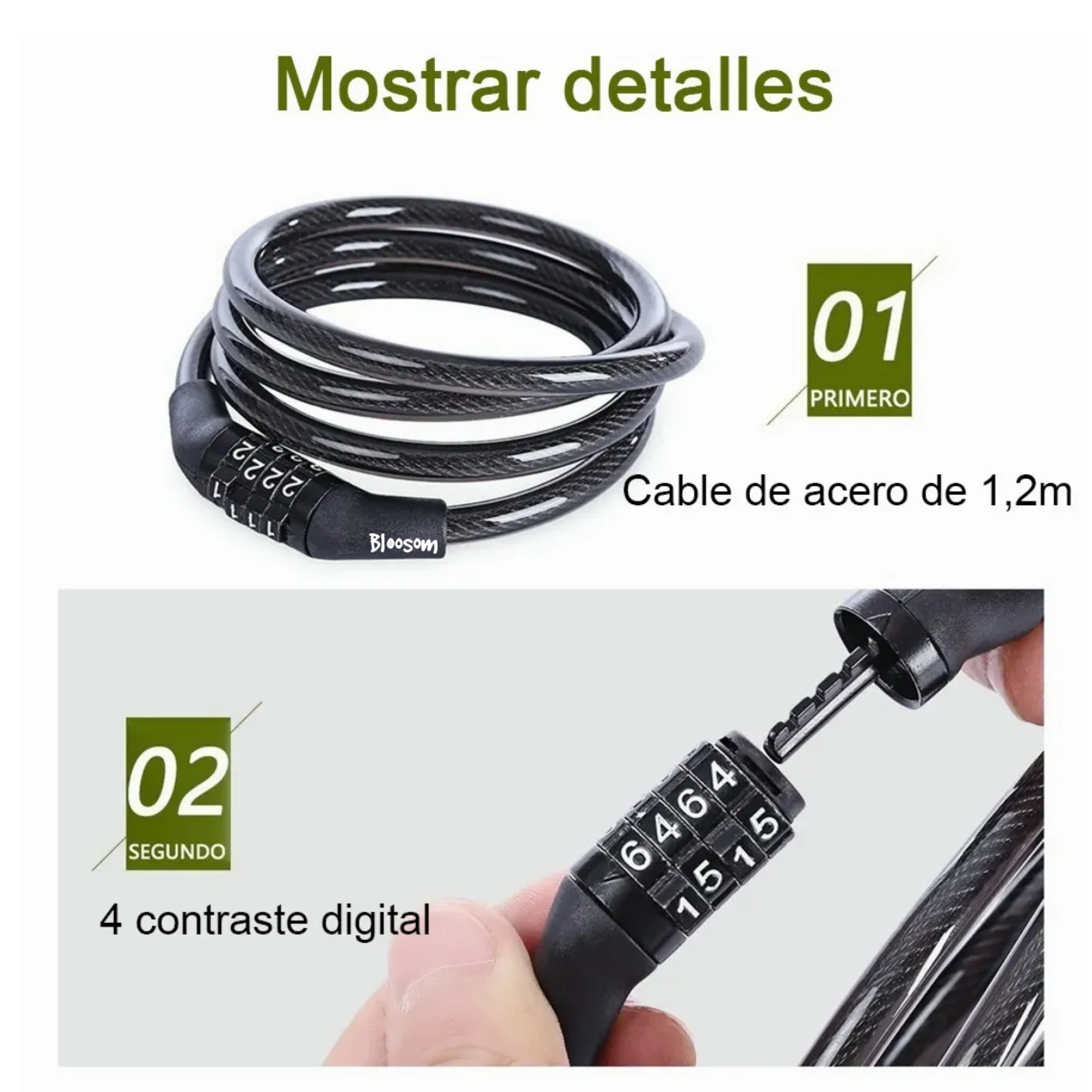 Candado Cadena Reforzado Alta Seguridad Para Bici O Moto, Negro