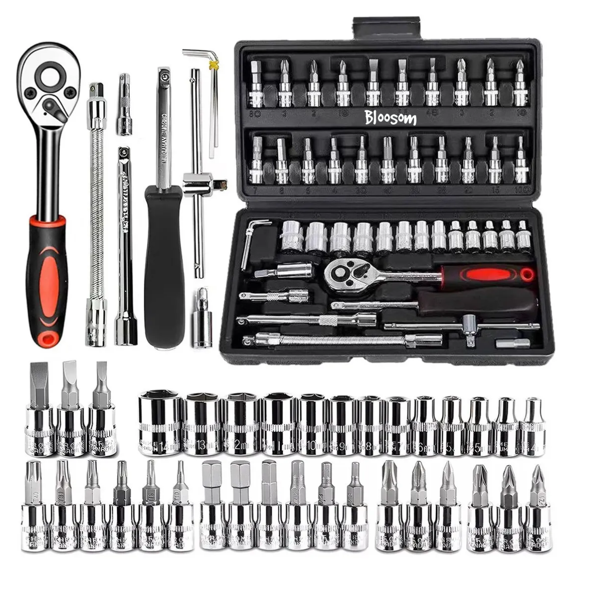 Juego De Herramientas Mecánica Dados Acerokit46 Pzas, Estuche negro