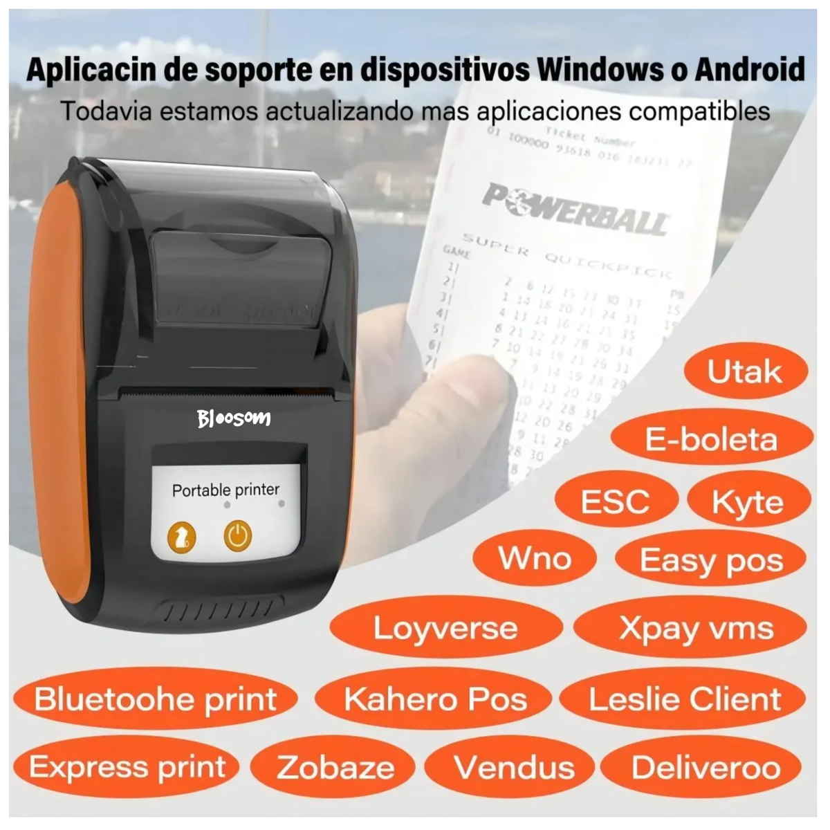 Impresora Térmica Portátil (58 Mm), Naranja