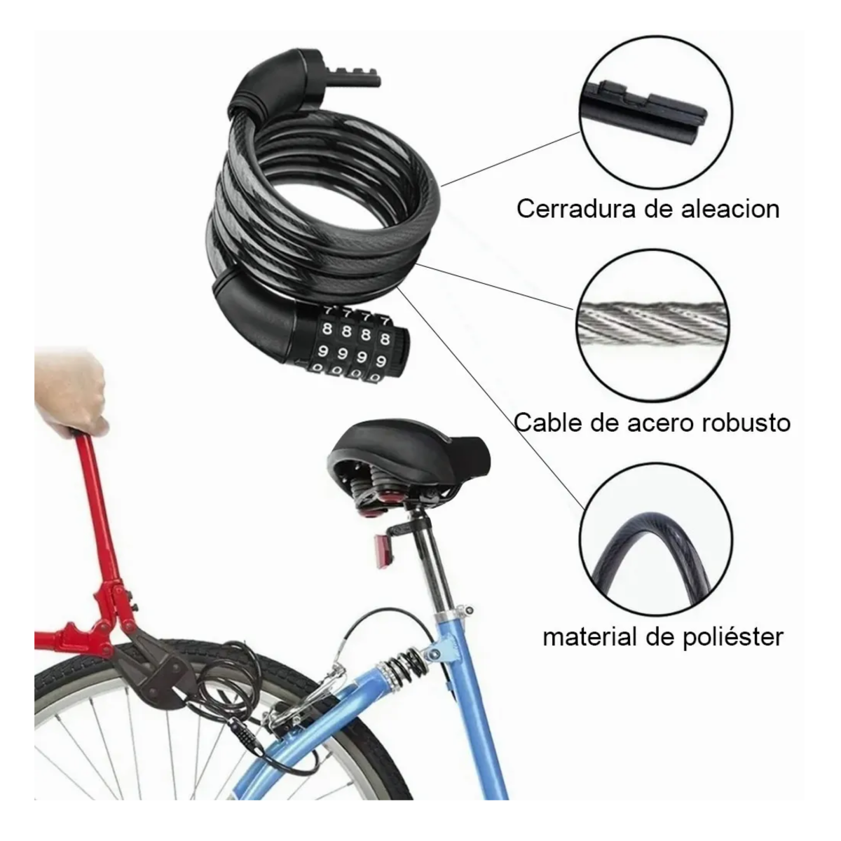 Candado Cadena Reforzado Alta Seguridad Para Bici O Moto, Negro