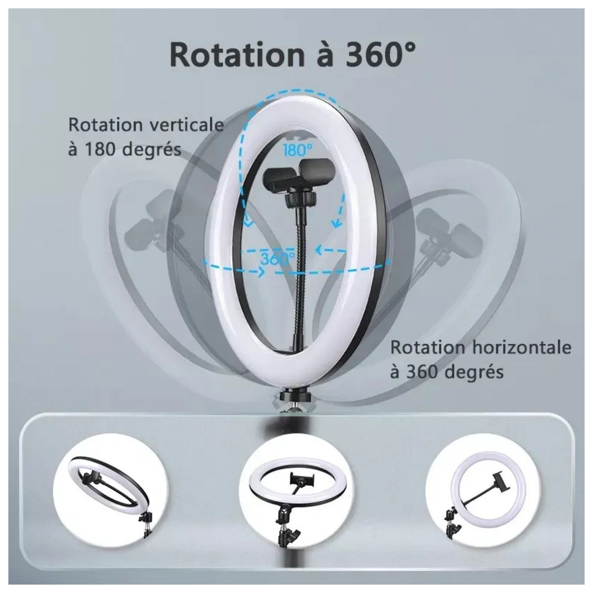 Aro De Luz Led Con 10 En 3 Tonos Y Trípode De 1.70 M, Negro