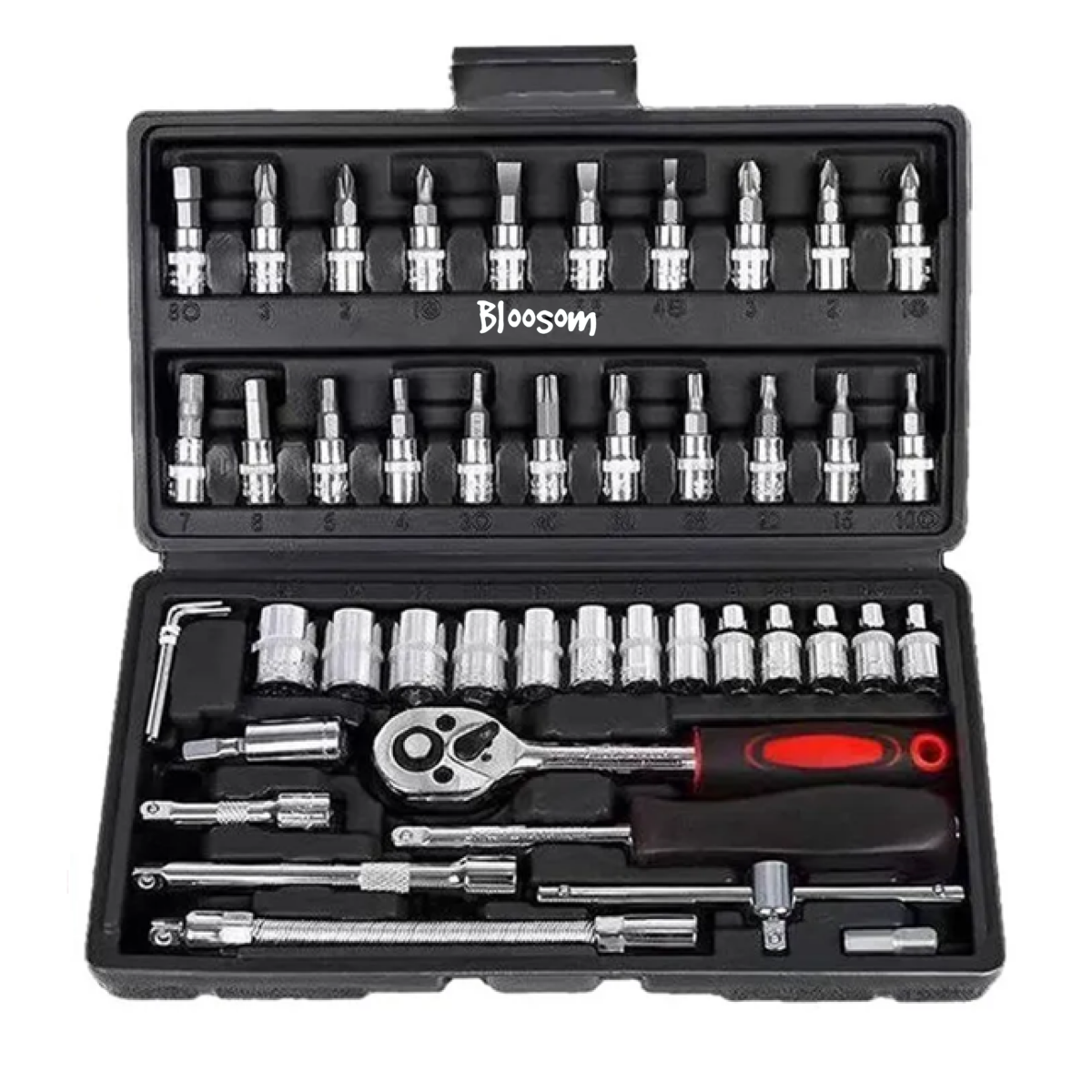 Juego De Herramientas Mecánica Dados Acerokit46 Pzas, Estuche negro