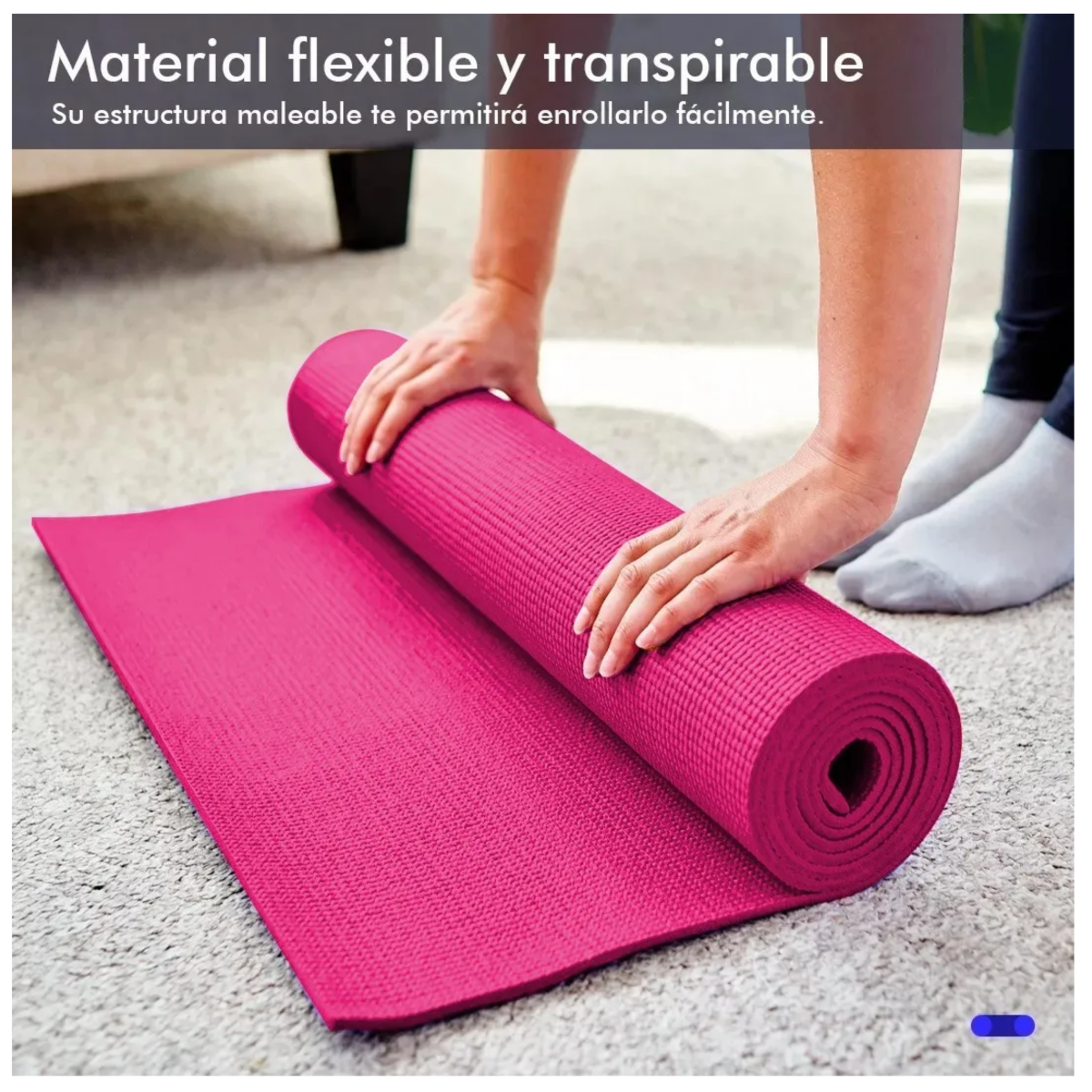 Tapete Yoga Pilates Fitness Ejercicio Portátil 10mm Grosor, Rosa