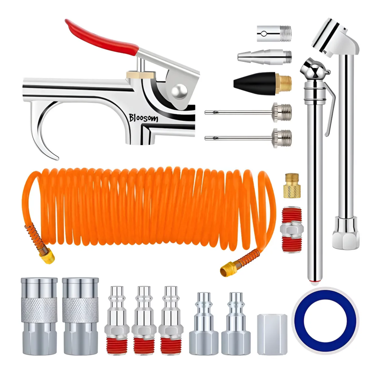 Kit Accesorios Aire Para Compresor Con Manguera 20 Piezas, Multicolor