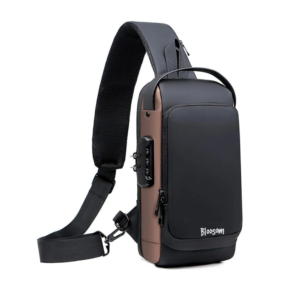 Mochila Cruzada Antirrobo Pechera Mariconera Calidad Con Usb Negro Café