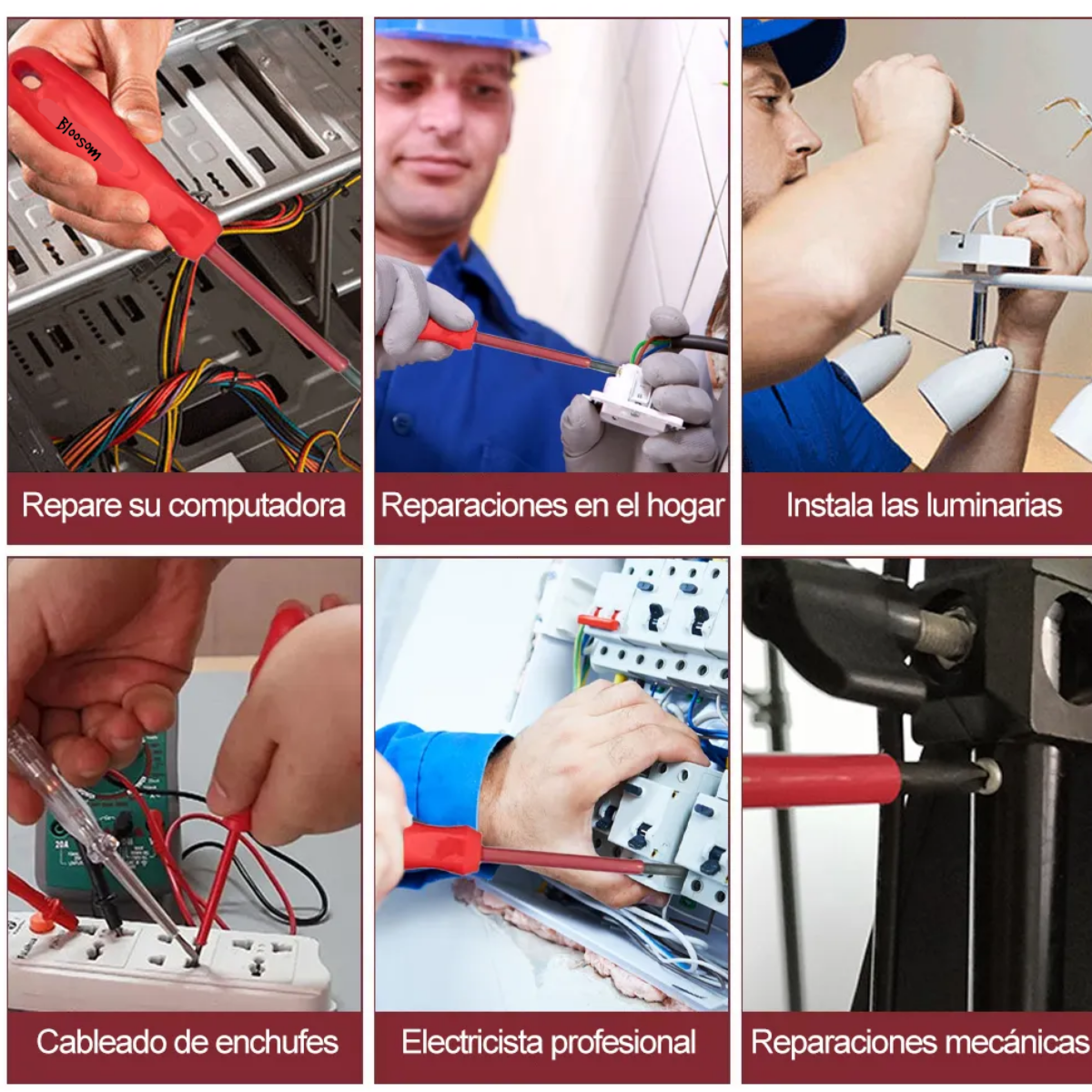 Juego De Destornilladores Aislantes Desarmadores Magnéticos, Rojo