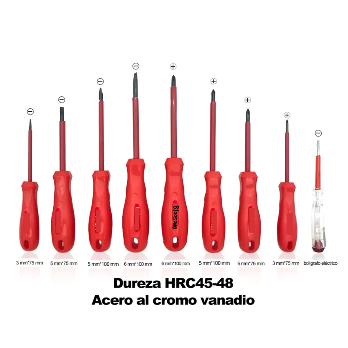 Juego De Destornilladores Aislantes Desarmadores Magnéticos, Rojo