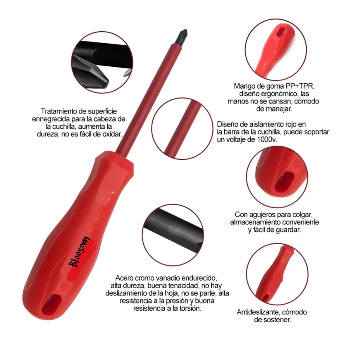 Juego De Destornilladores Aislantes Desarmadores Magnéticos, Rojo