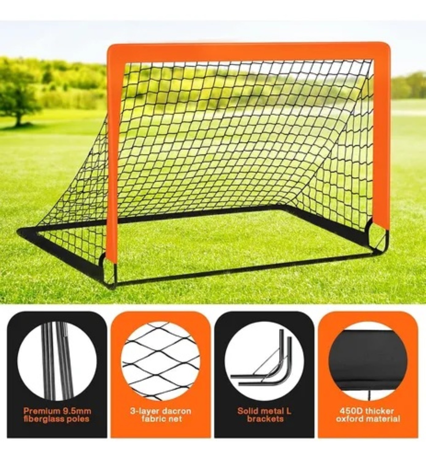 Set De Portería Fútbol Niñosl Jardín Plegable Portátil Naranja