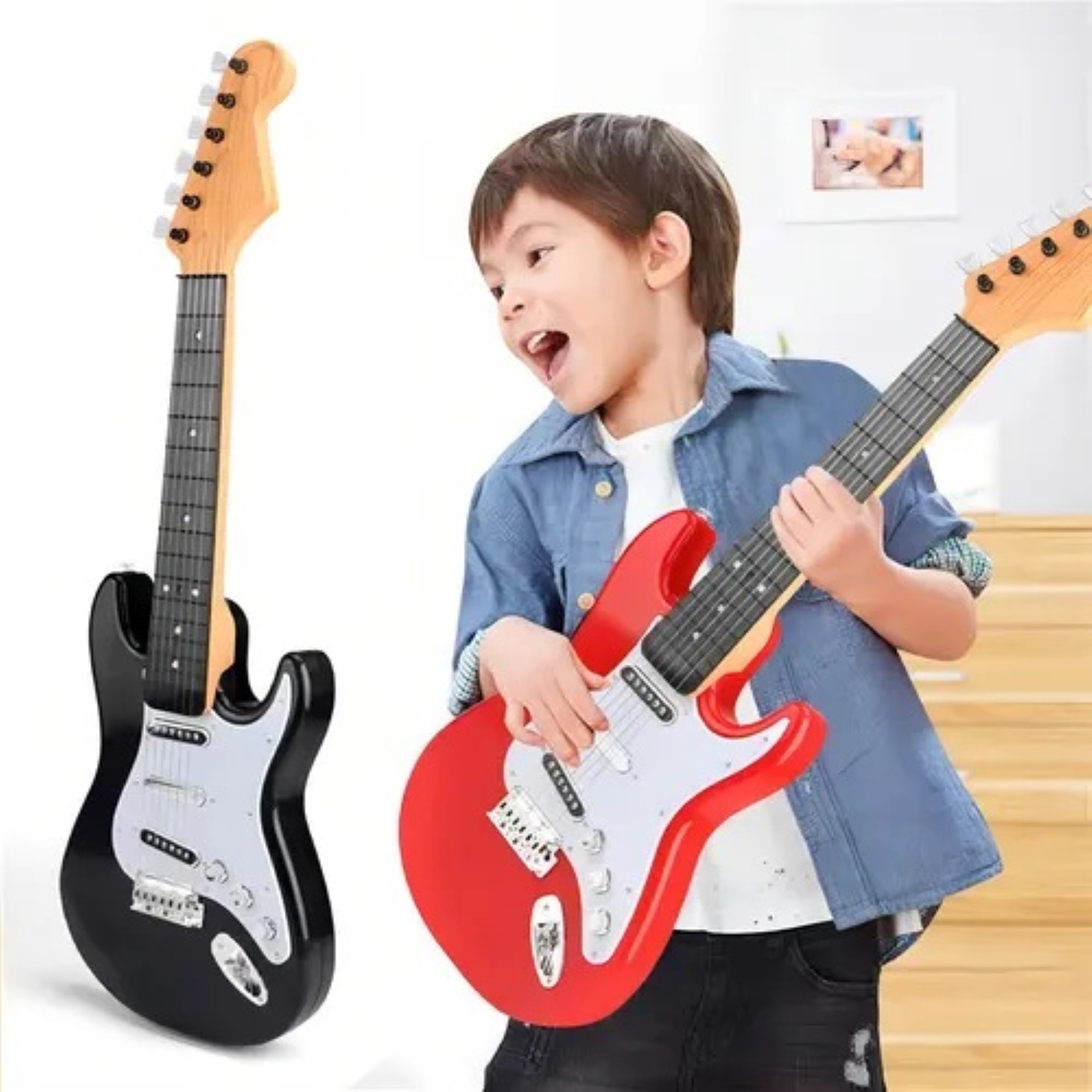 BESTonZON Guitarra De Madera De 23 Pulgadas – Juguete Musical Educativo Para Niños Principiantes, Sonido Claro