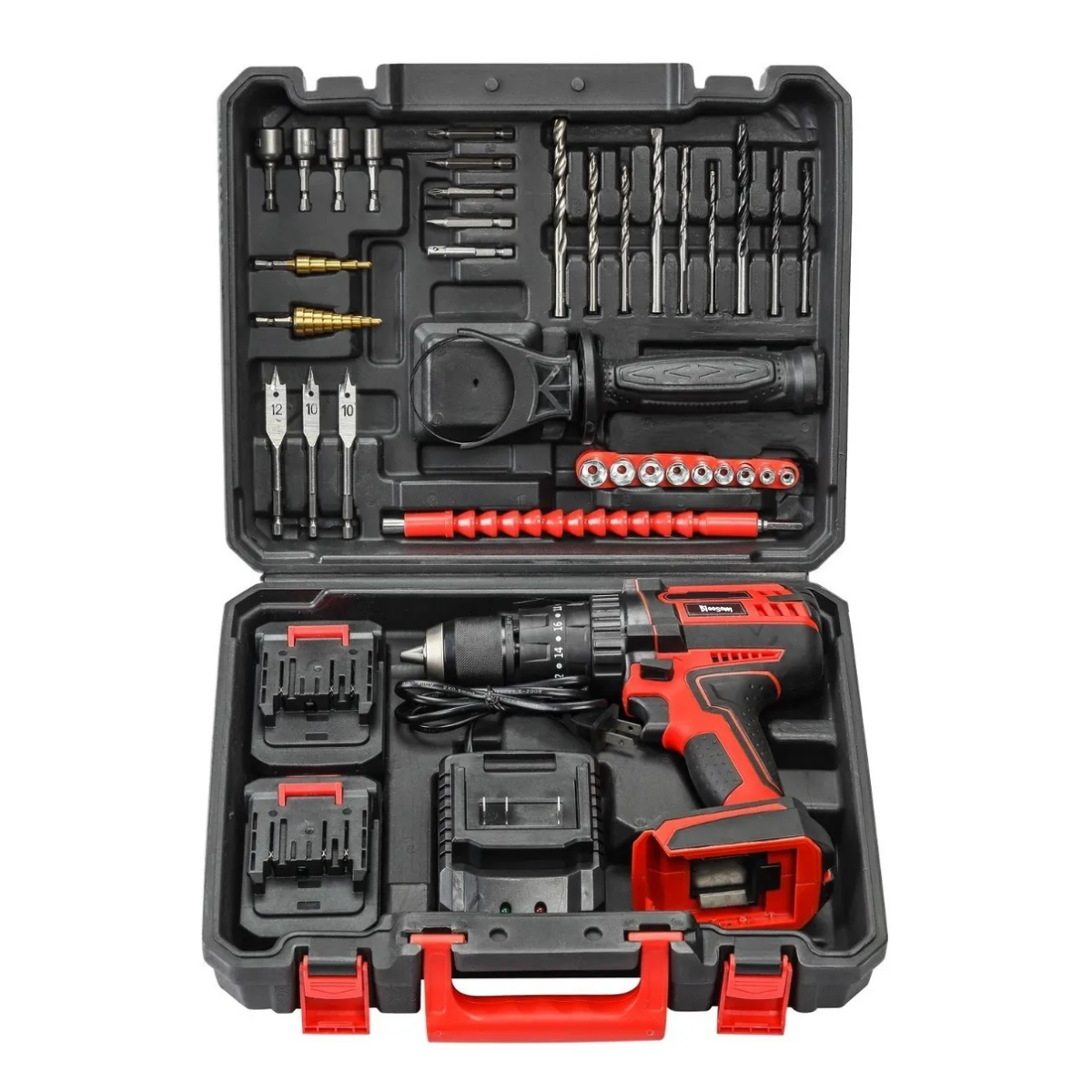 Set Taladro Rotomartillo 1/2 2 Baterías Brocas  Rojo