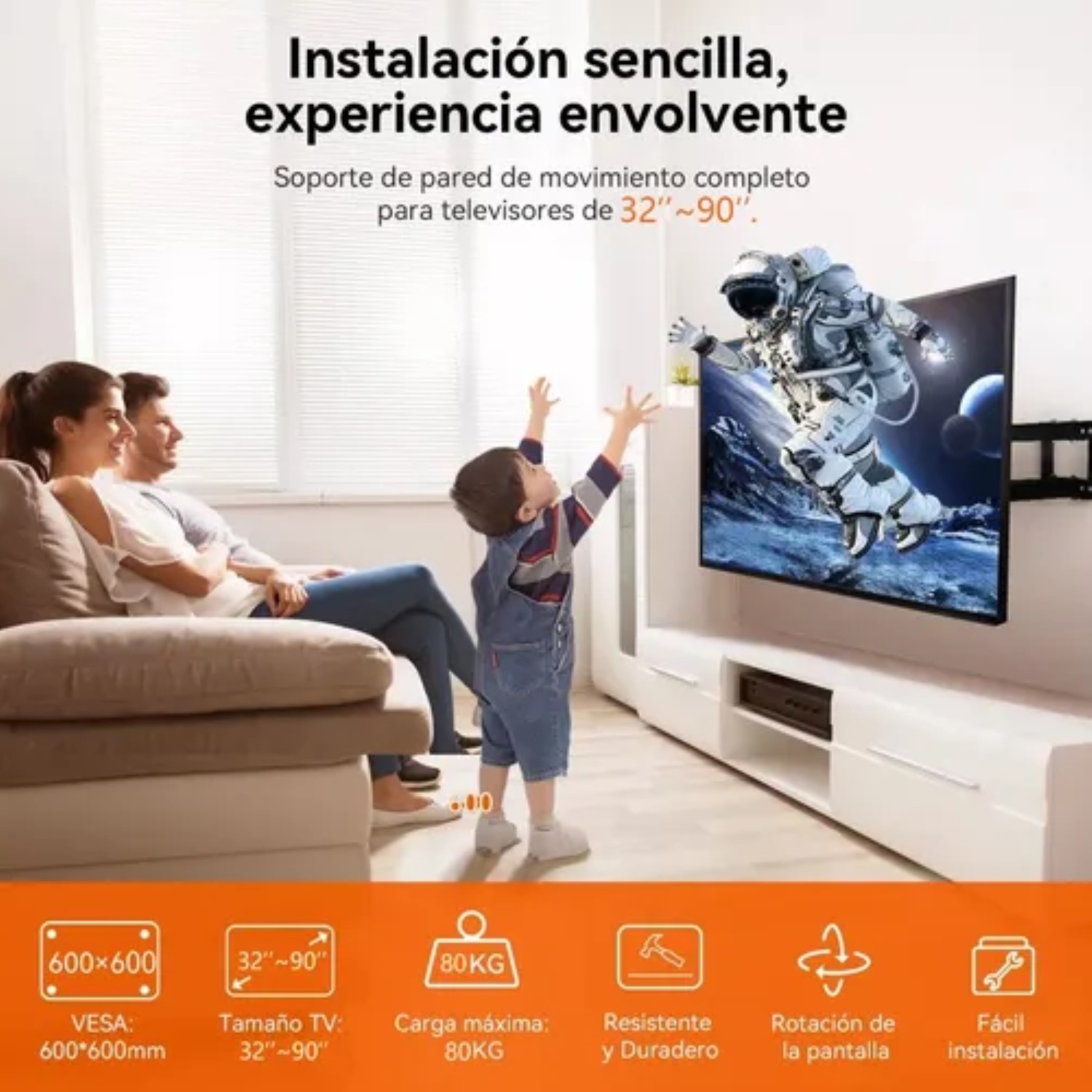 Soportes Monitor Tv Para 32-90 Mover Pantallas Apoyo 80kg negro