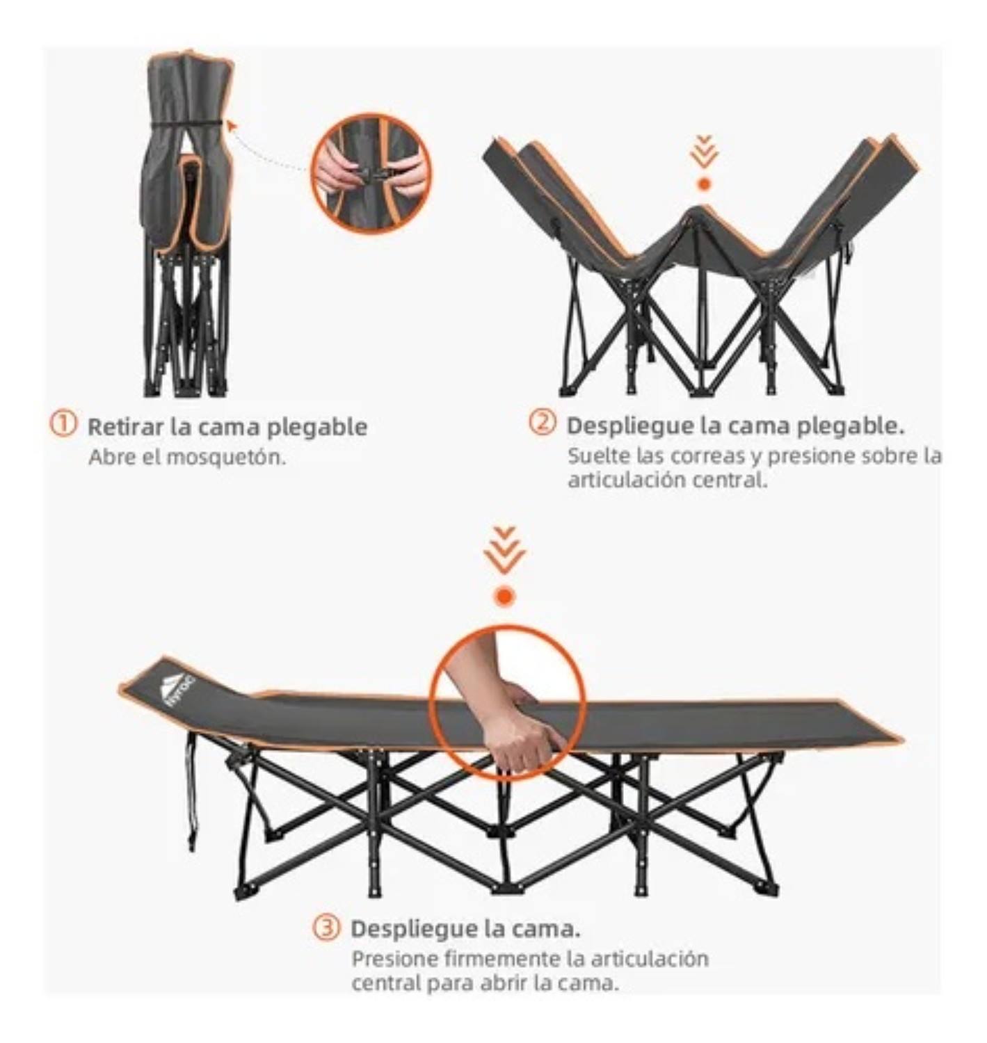 Catre Plegable Reforzado Economico Con Colchón Para Camping gris