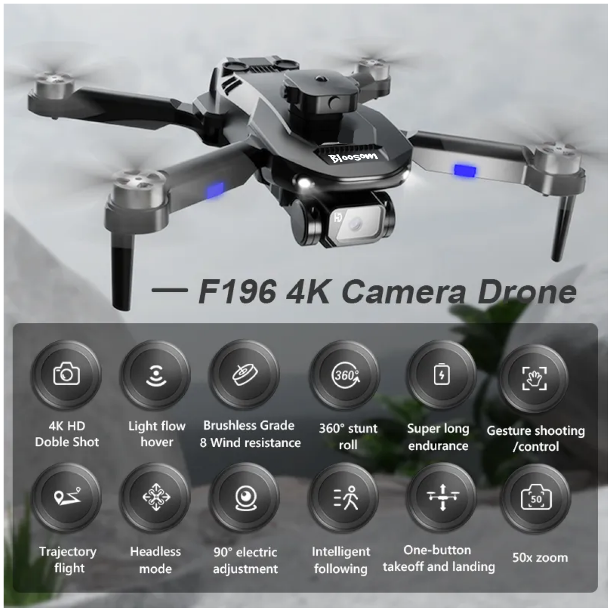 Drone Sin Escobillas Con 4k Cámara Dual 2baterías Gris