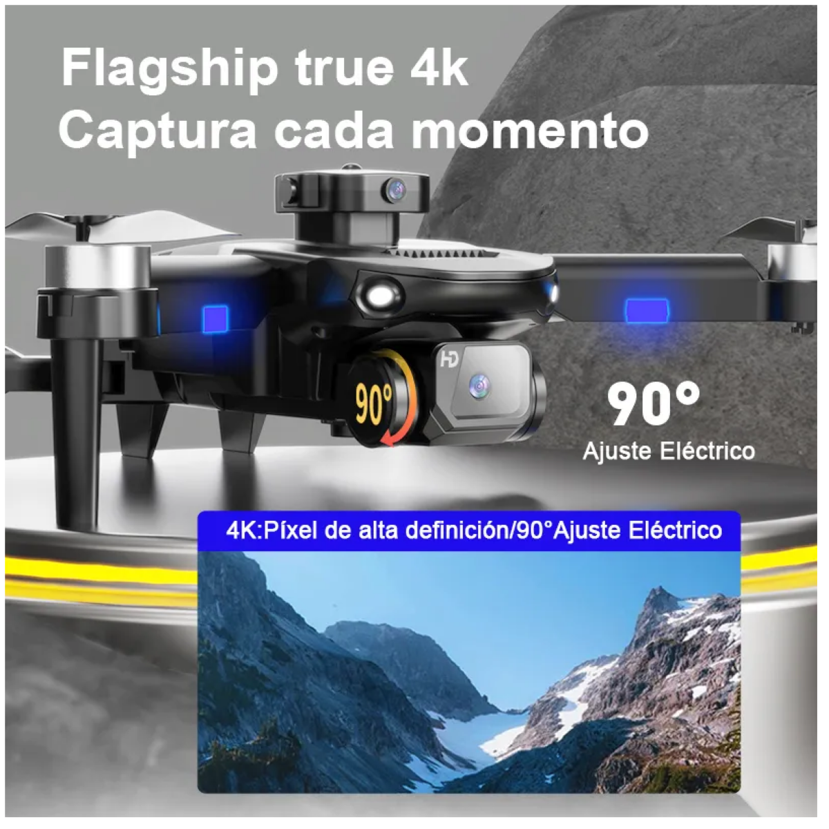 Drone Sin Escobillas Con 4k Cámara Dual 2baterías Gris