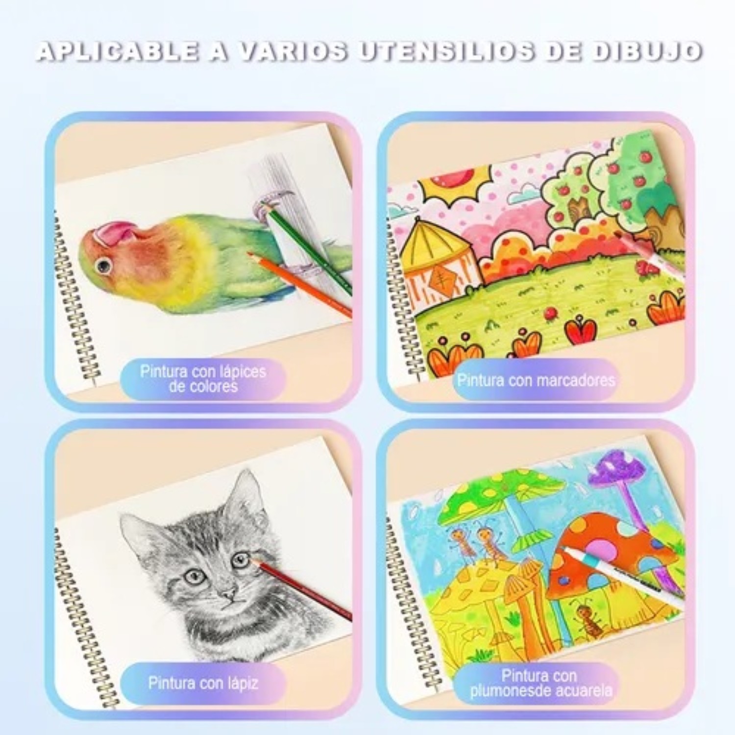 2pcs A4 Cuaderno De Dibujo 240p Con Lámina Gruesa Coral