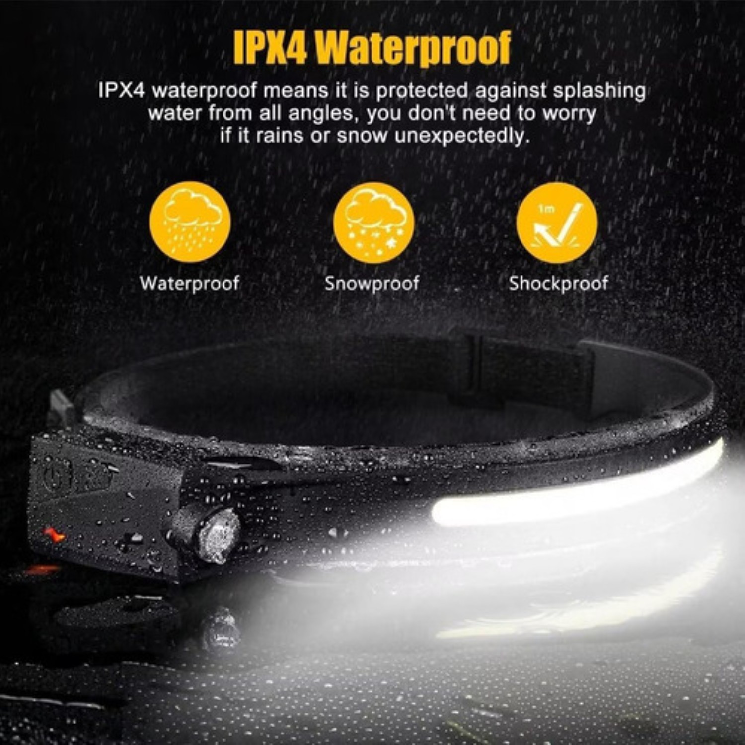 Lámpara De Cabeza Led Sensor Recargable Con Impermeable 2pz Negras Amarilla