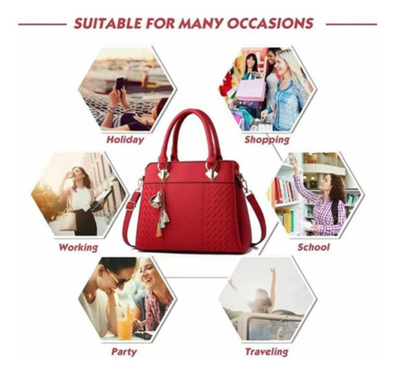 Bolsos Para Mujer Moda Lujo Elegante Hombro Oblicuo Bolso rojo 