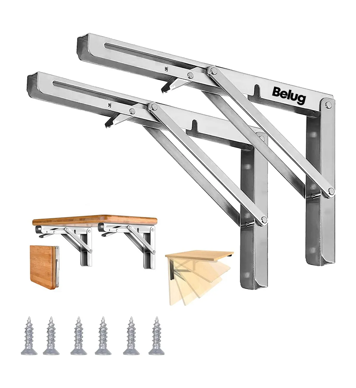 Soporte Ménsula Brazo P/repisa Abatible Plegable Plata Belug