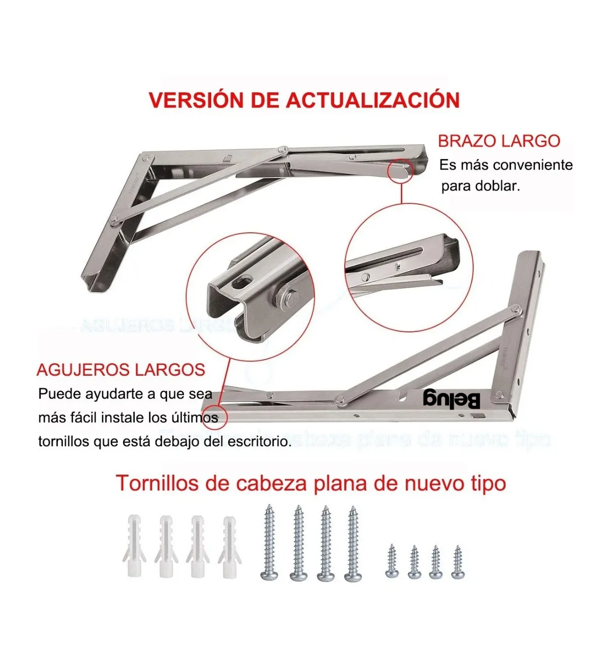 Soporte Ménsula Brazo P/repisa Abatible Plegable Plata Belug