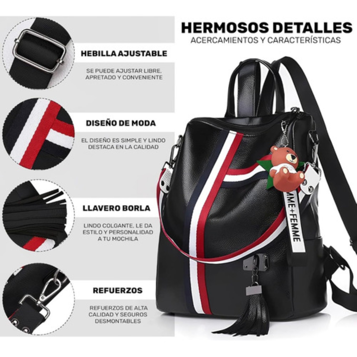 Mochila De Cuero De La Señora De Antirrobo De Gran Capacidad Negra