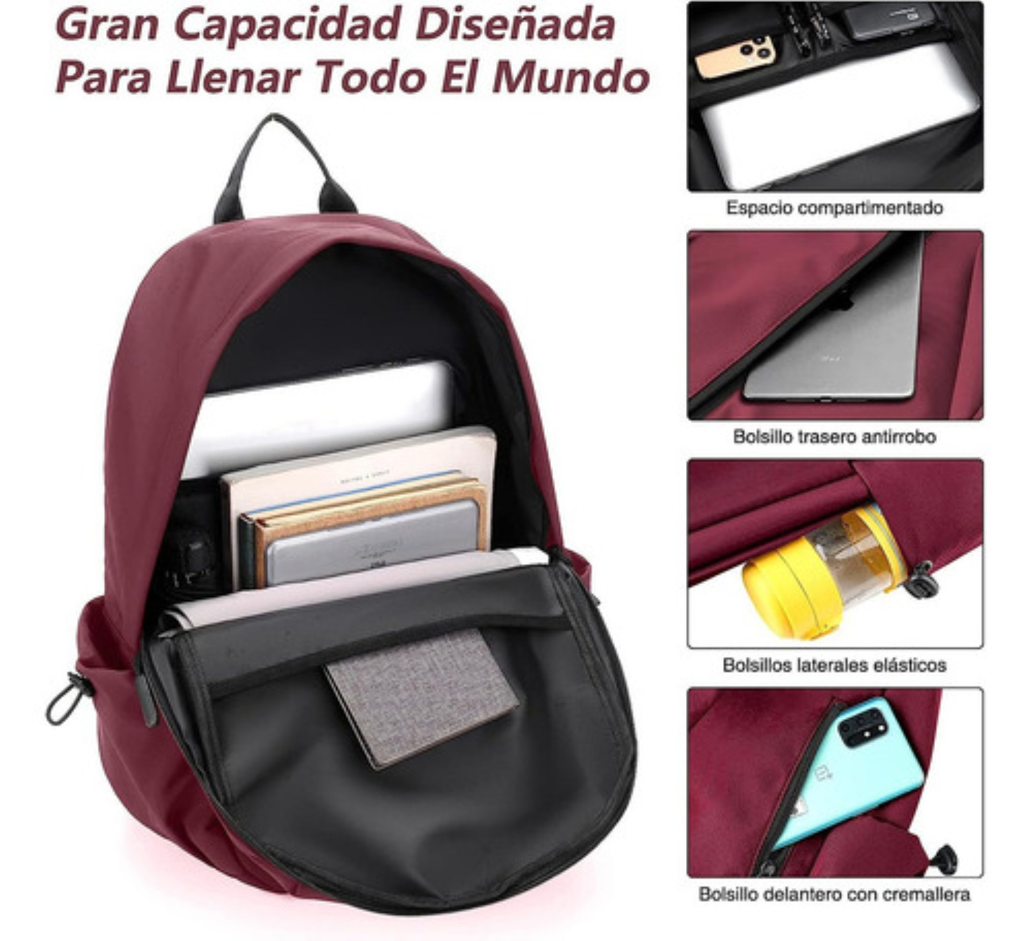 Mochila Laptop Hombre,impermeable Y Resistente Al Desgaste Con Cargador Usb