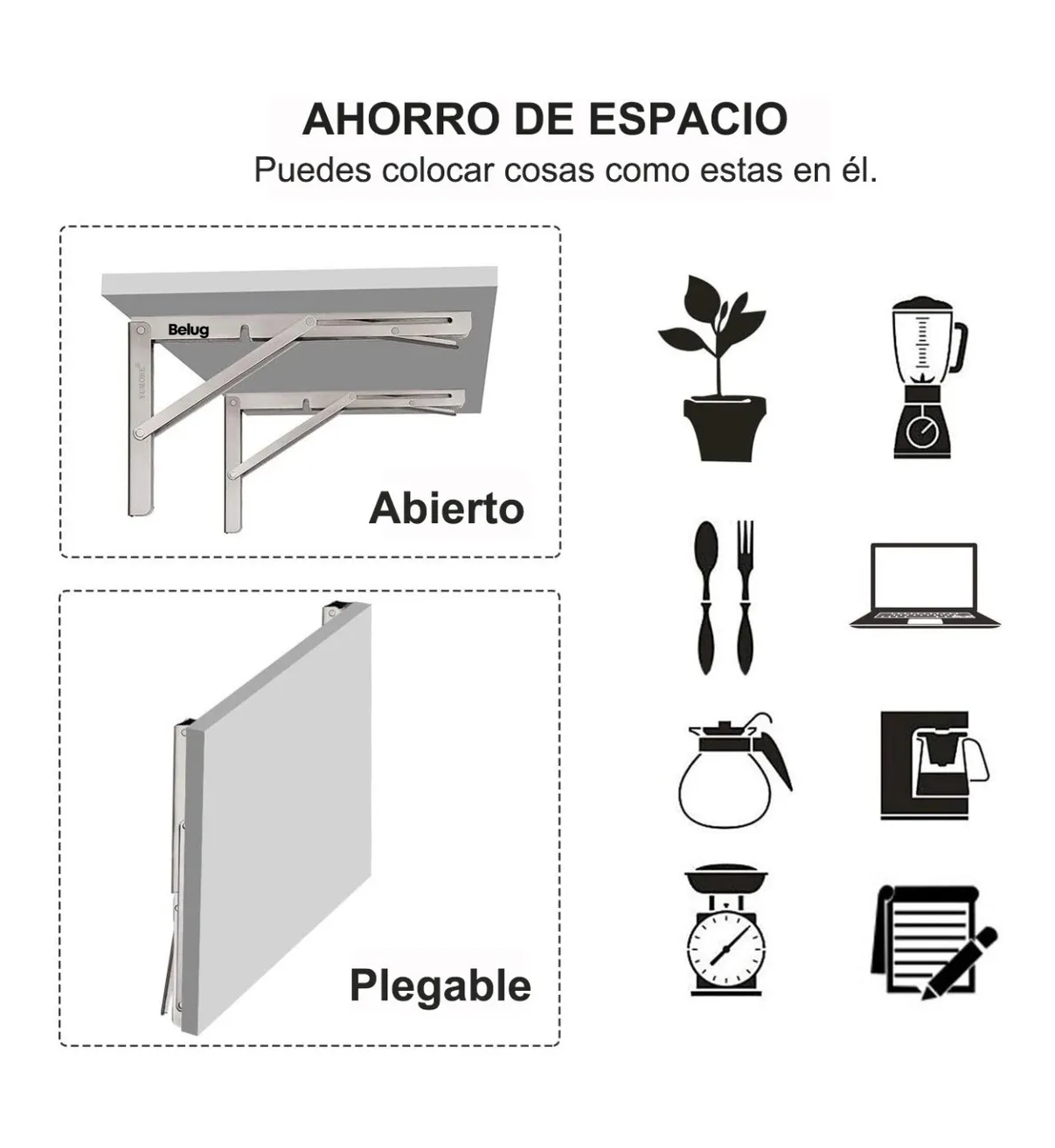 Soporte Ménsula Brazo P/repisa Abatible Plegable Plata Belug
