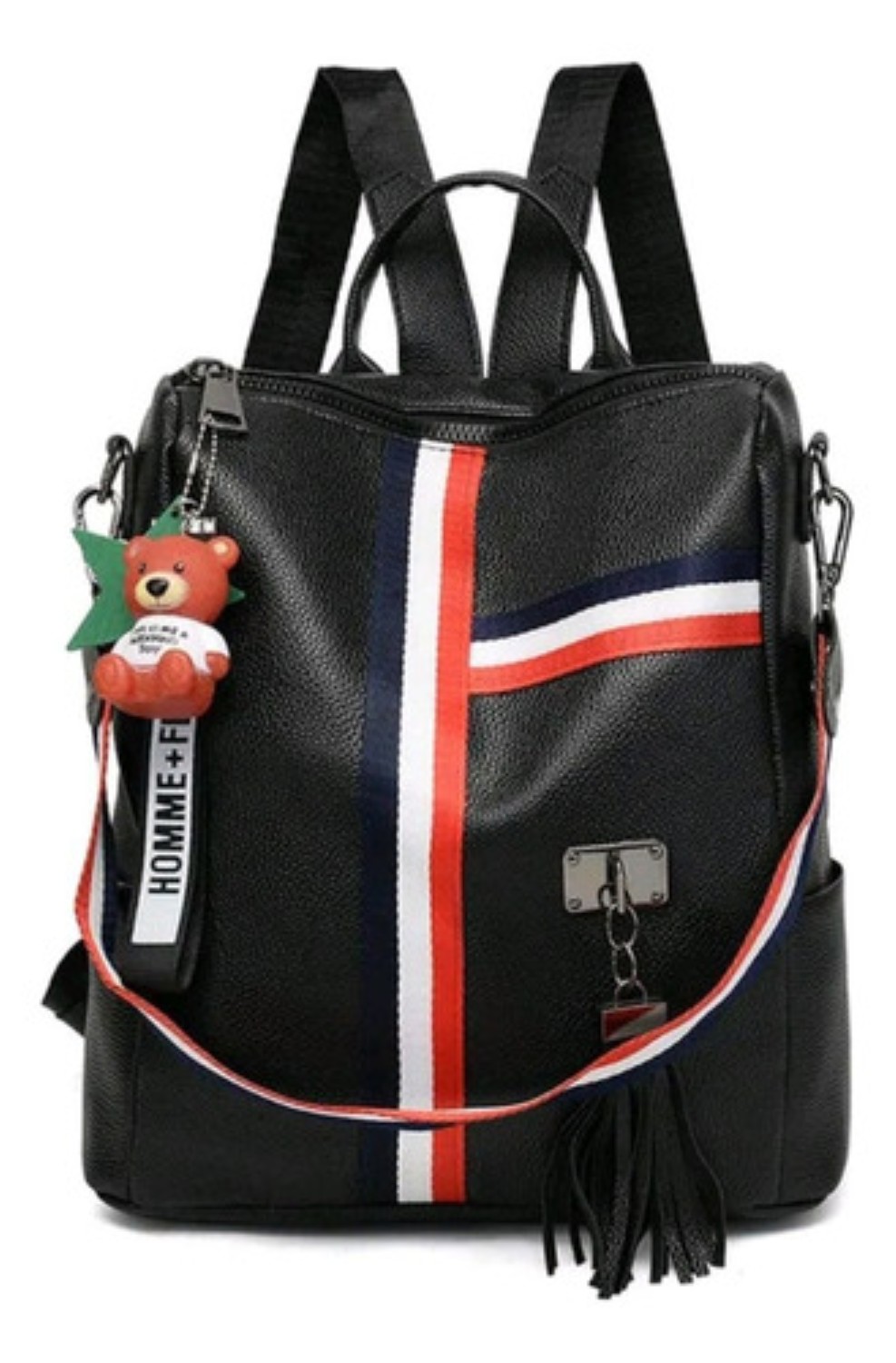 Mochila De Cuero De La Señora De Antirrobo De Gran Capacidad Negra