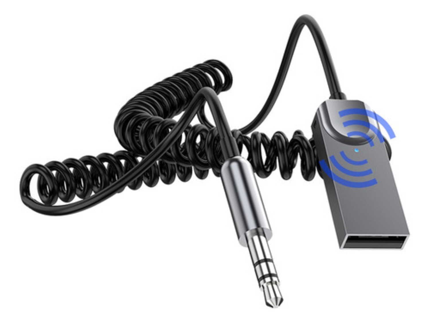 Receptor Bluetooth Usb Para Auto Con Toma Aux De 3.5mm Gris con Negro 