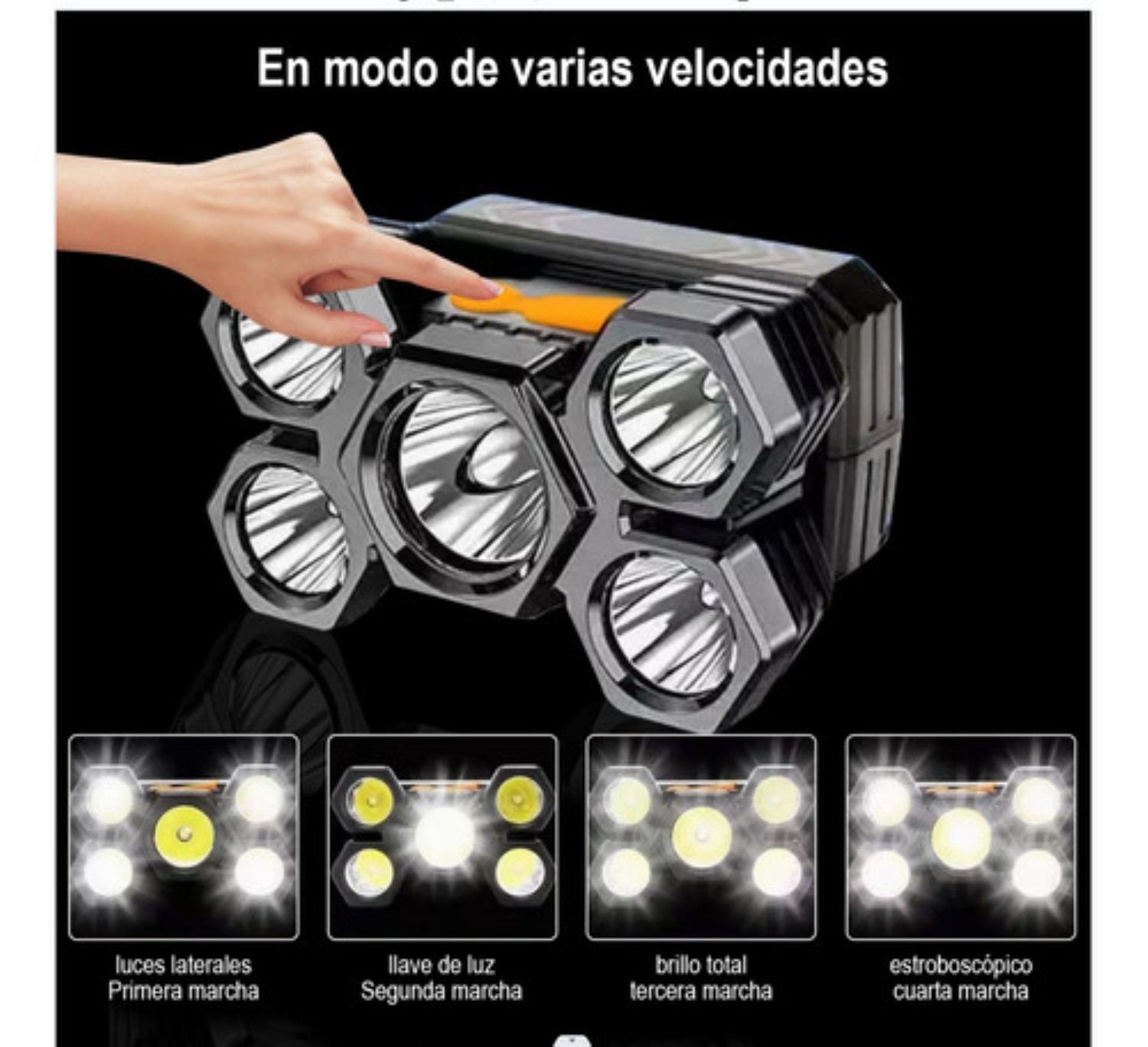 2pcs Lámpara Cabeza Recargable Usb 5 Led Lampara Minera Azul