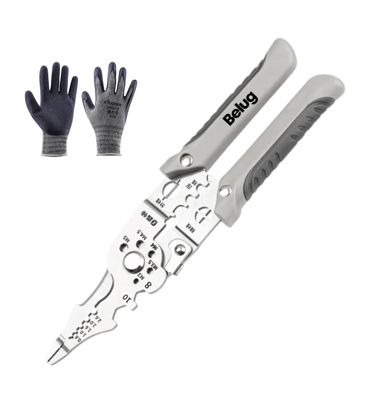 Alicates Y Guantes De Reparación Belug Multifuncionales 9 En 1 Gris