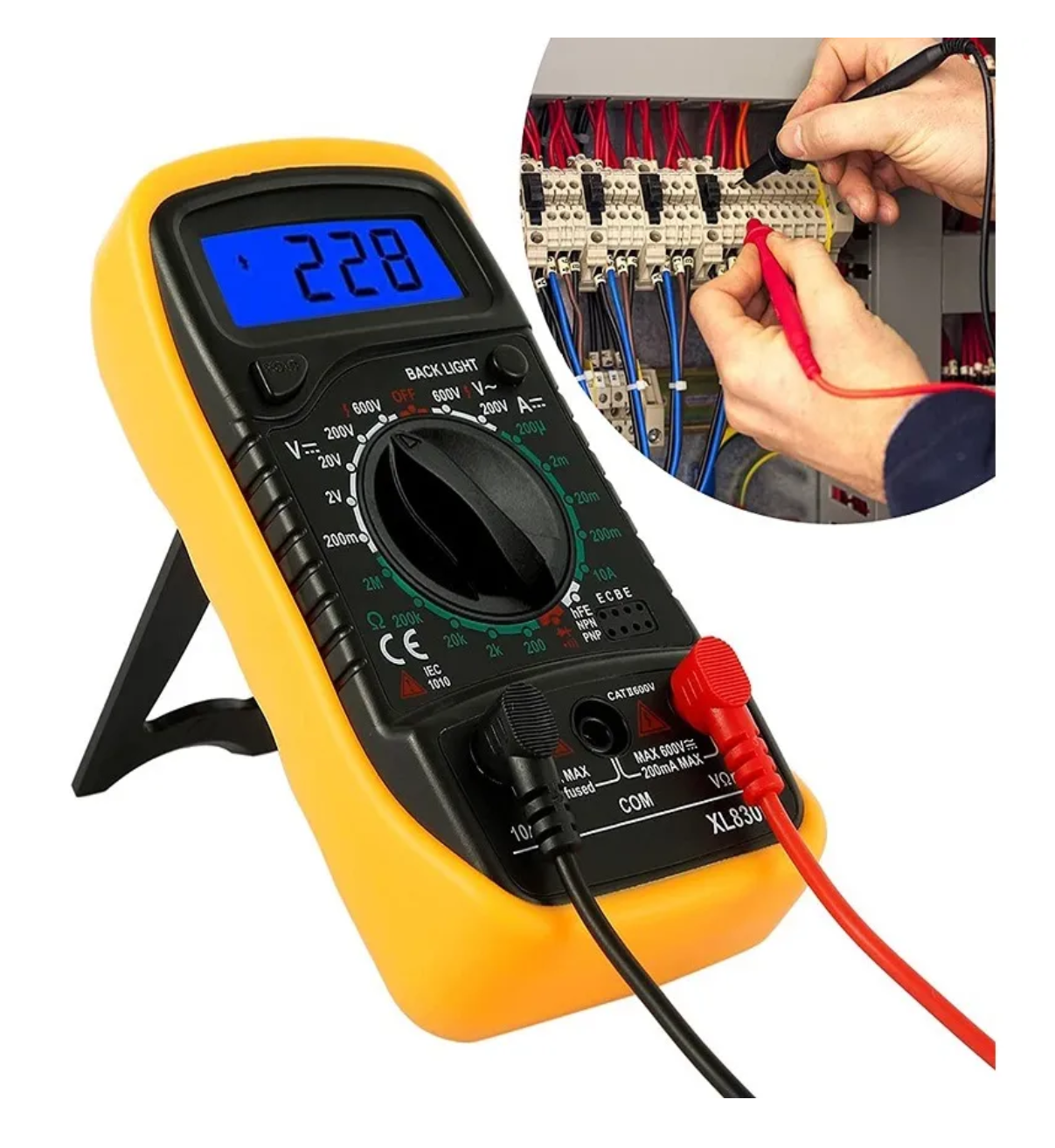 Multímetro Digital Lcd Voltímetro Belug Amperímetro Ac/dc Xl830l Rojo
