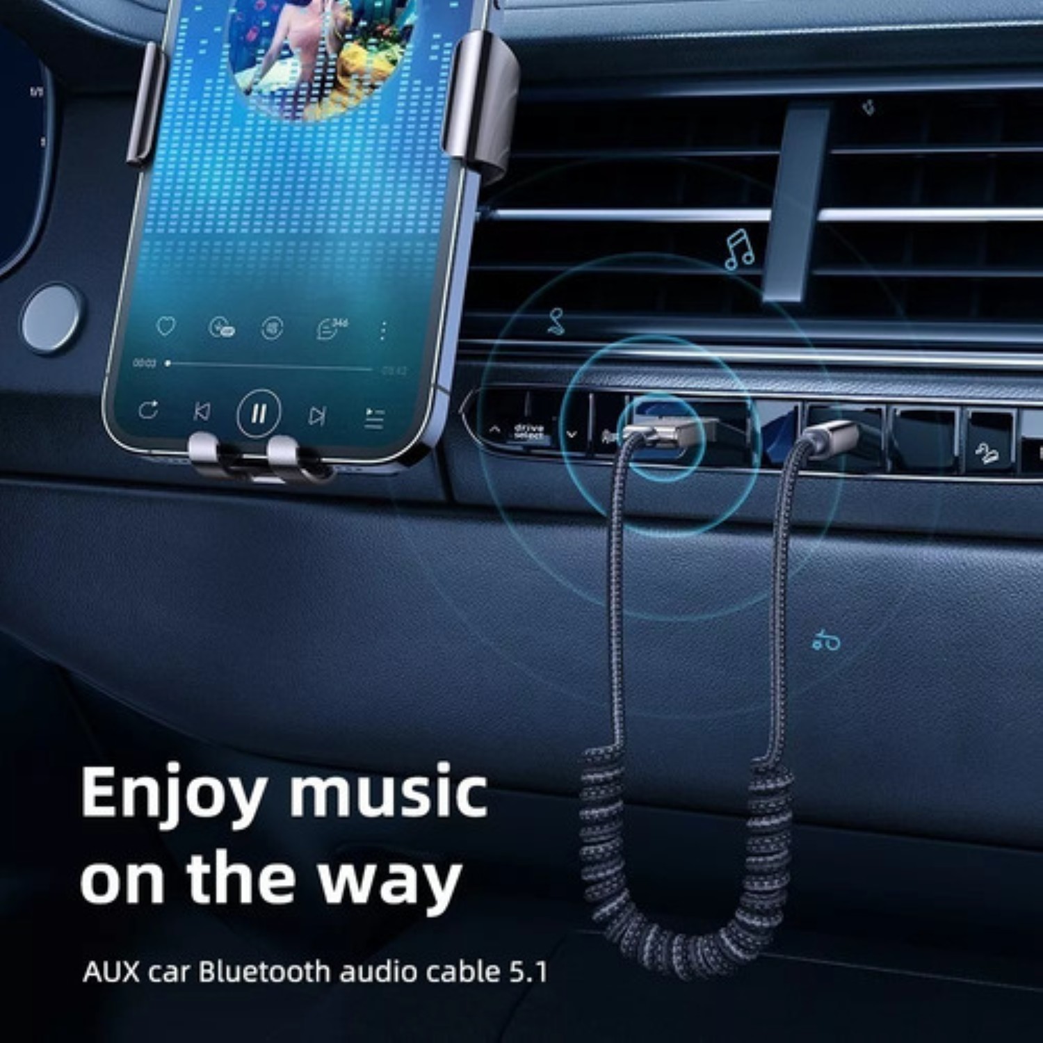 Receptor Bluetooth Usb Para Auto Con Toma Aux De 3.5mm Gris con Negro 