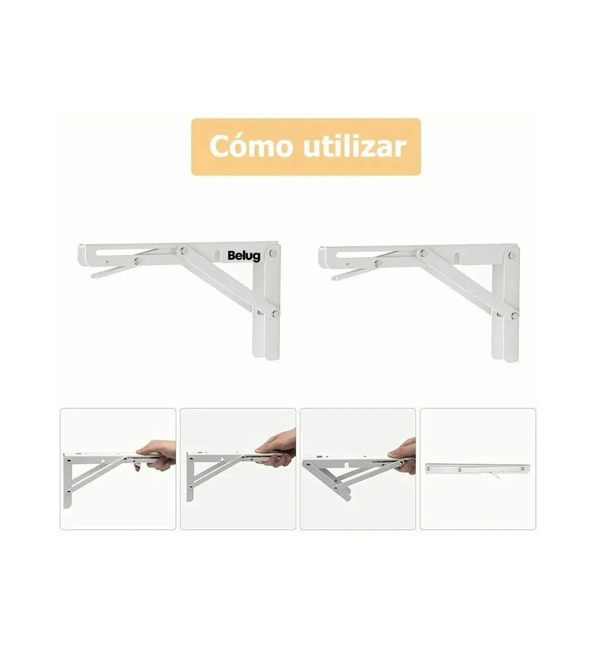 Soporte Ménsula Brazo P/repisa Belug Abatible Plegable Par Blanco