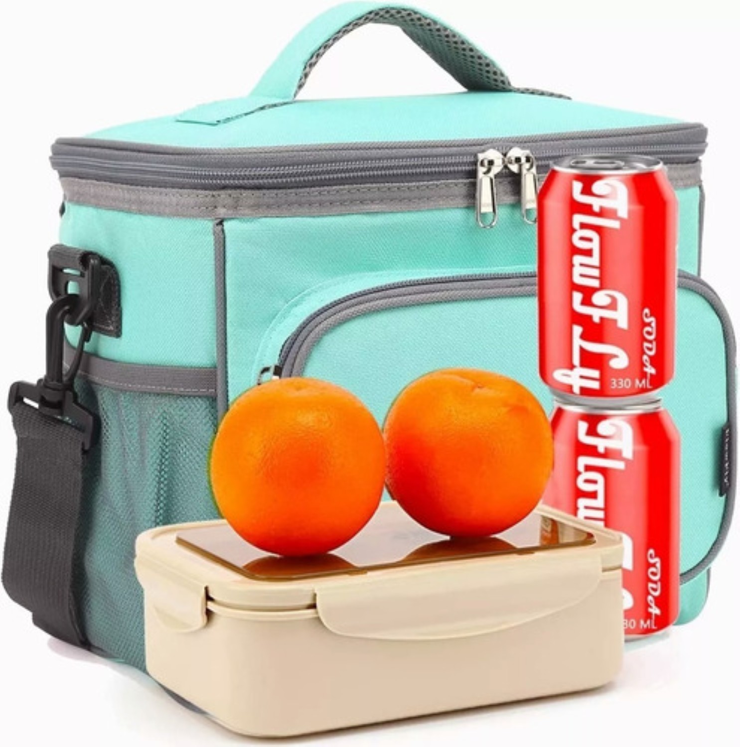 Bolsa De Almuerzo Térmica Gran Capacidad, Lonchera Azul Verde