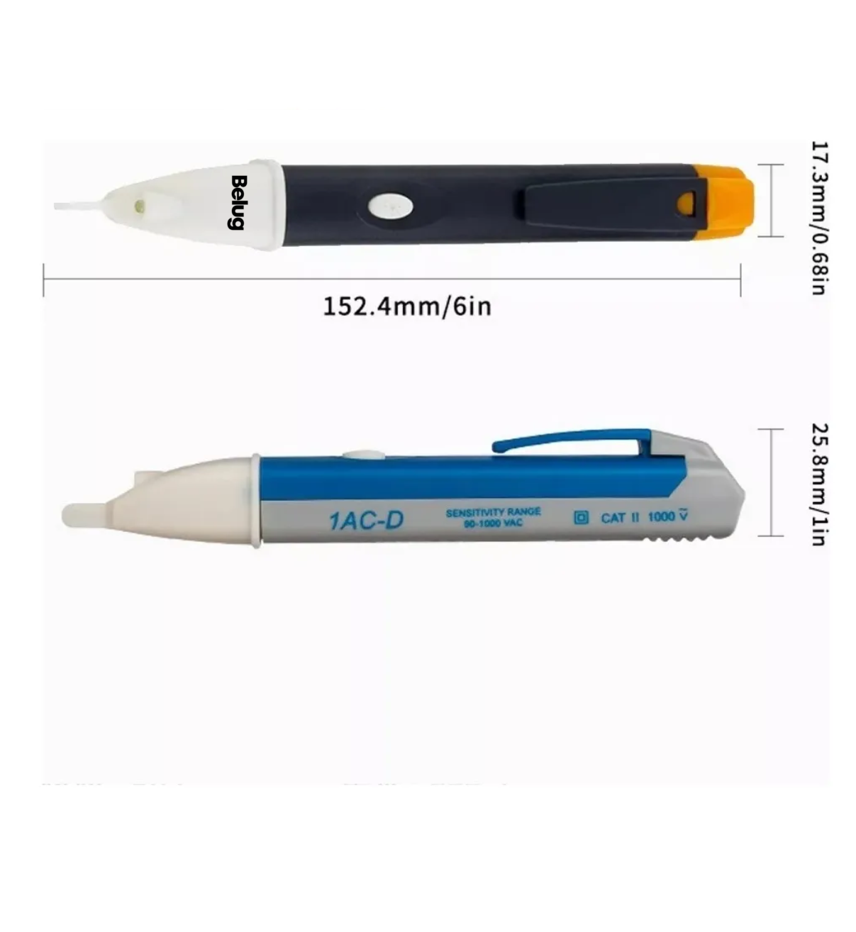 Lápiz Detector De Voltaje Probador De Corriente 90-1000,2pcs Belug