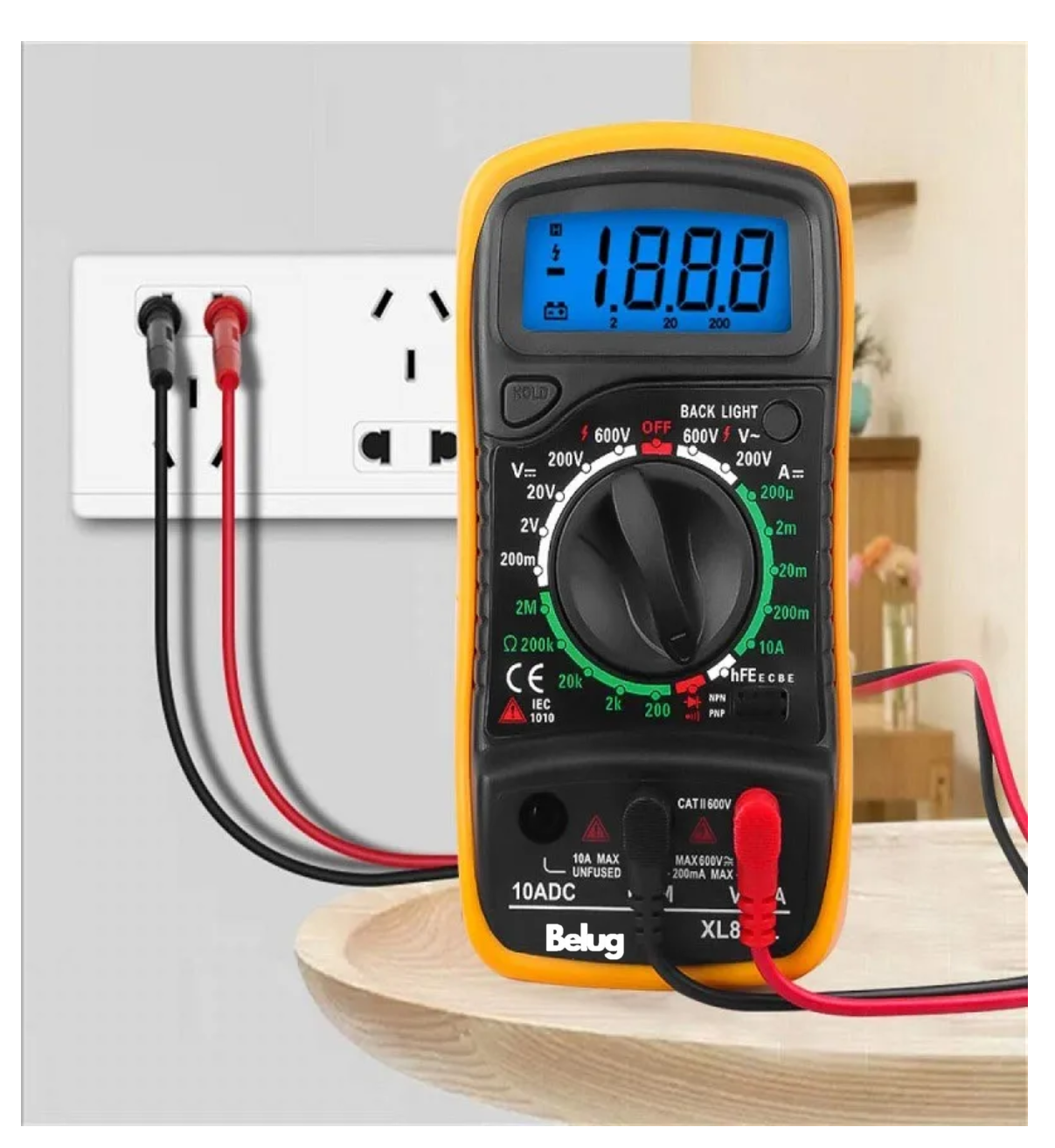 Multímetro Digital Lcd Voltímetro Belug Amperímetro Ac/dc Xl830l Rojo