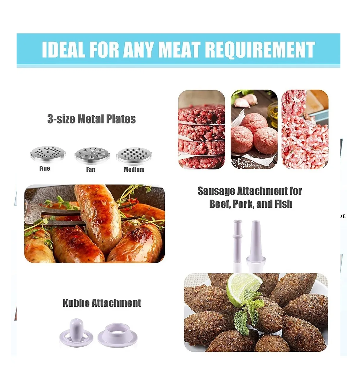 Picadora De Carne Eléctrica De Acero Inoxidable 2800w Belug