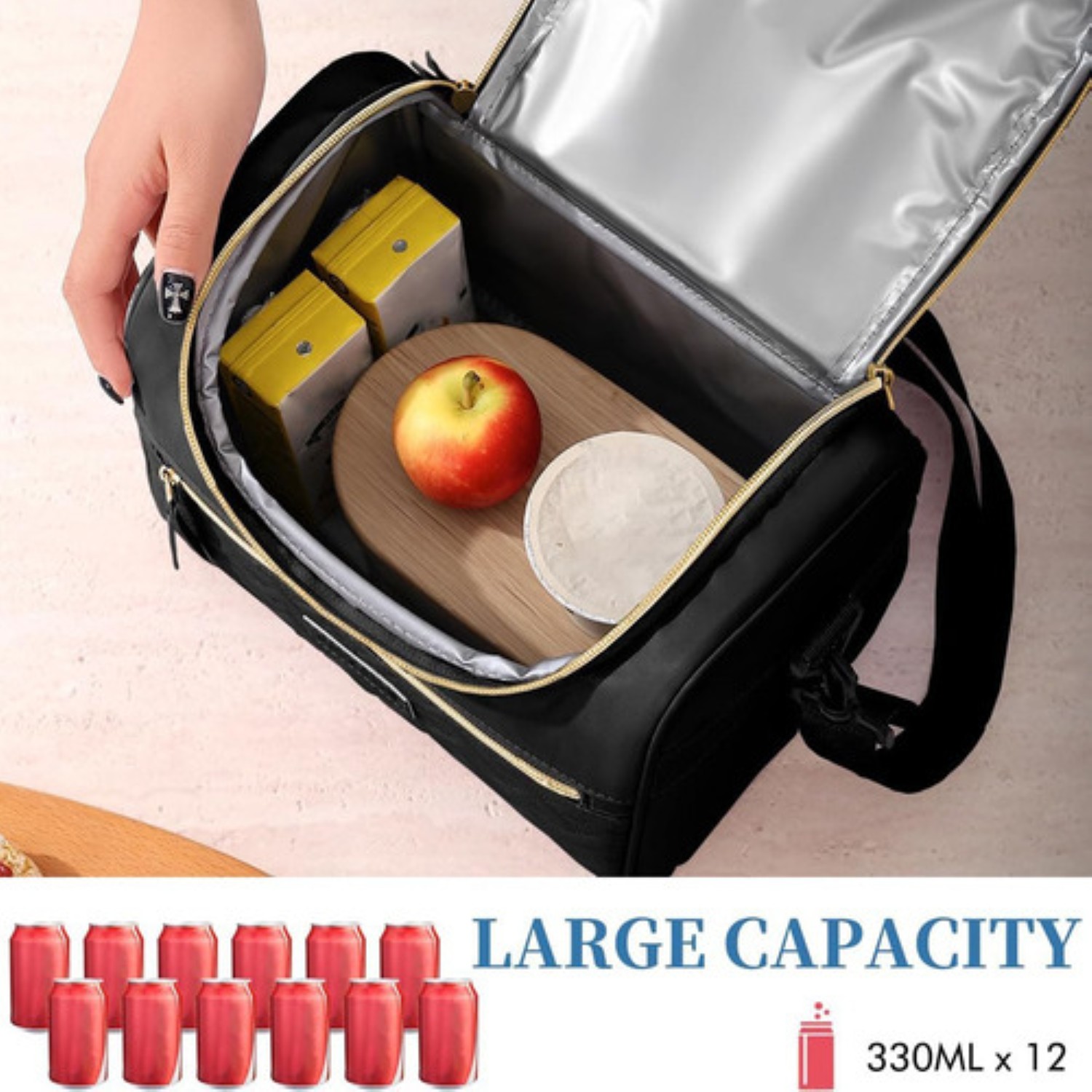 Lonchera Fiambrera Termica Bolsa De Almuerzo negro