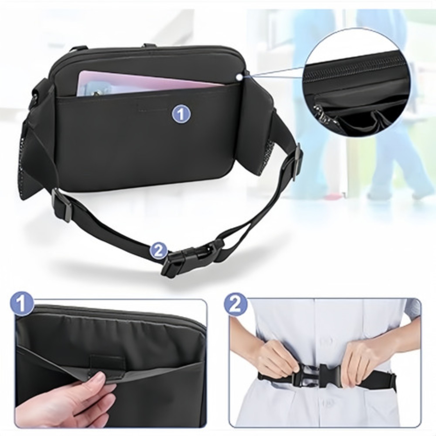 Riñonera Enfermera Doctora Medicina Moda Bolsas negro