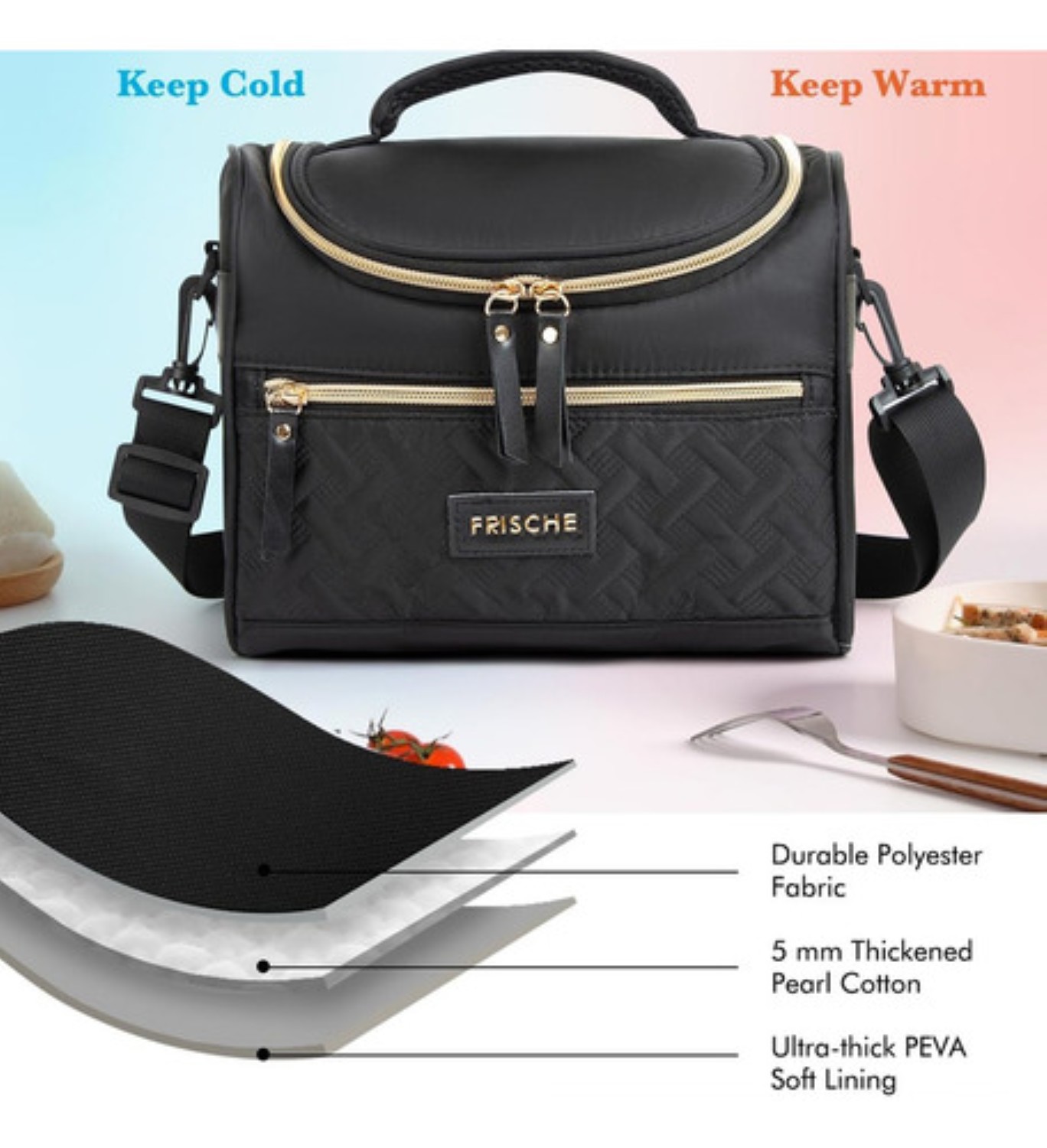 Lonchera Fiambrera Termica Bolsa De Almuerzo negro