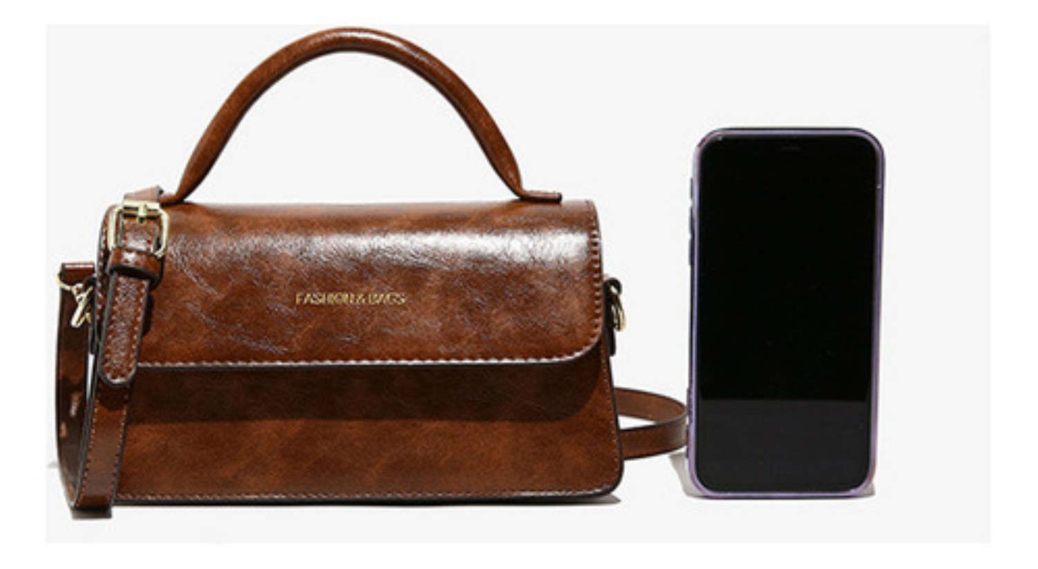 Bolsa Crossbody Pequeña De Hombro marron oscuro