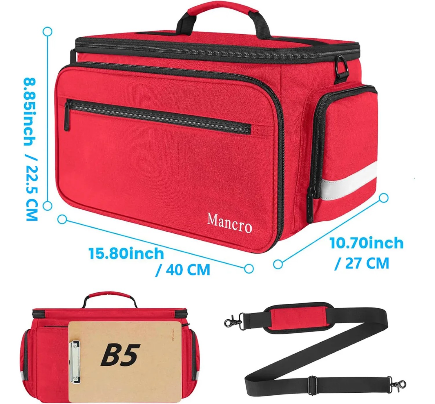 Botiquin De Primeros Auxilios Multi-Compartimentos Rojo Detalles Negro