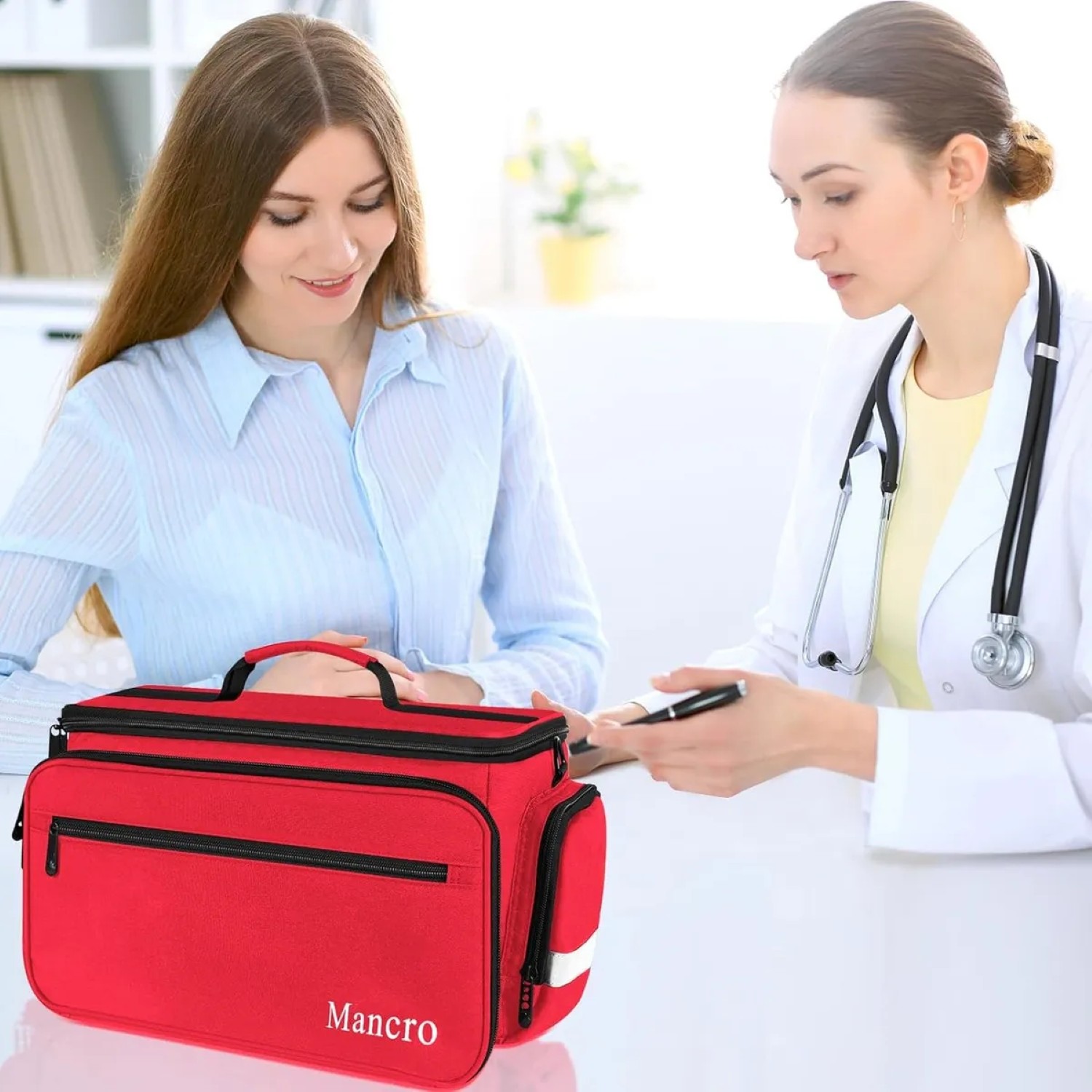 Botiquin De Primeros Auxilios Multi-Compartimentos Rojo Detalles Negro