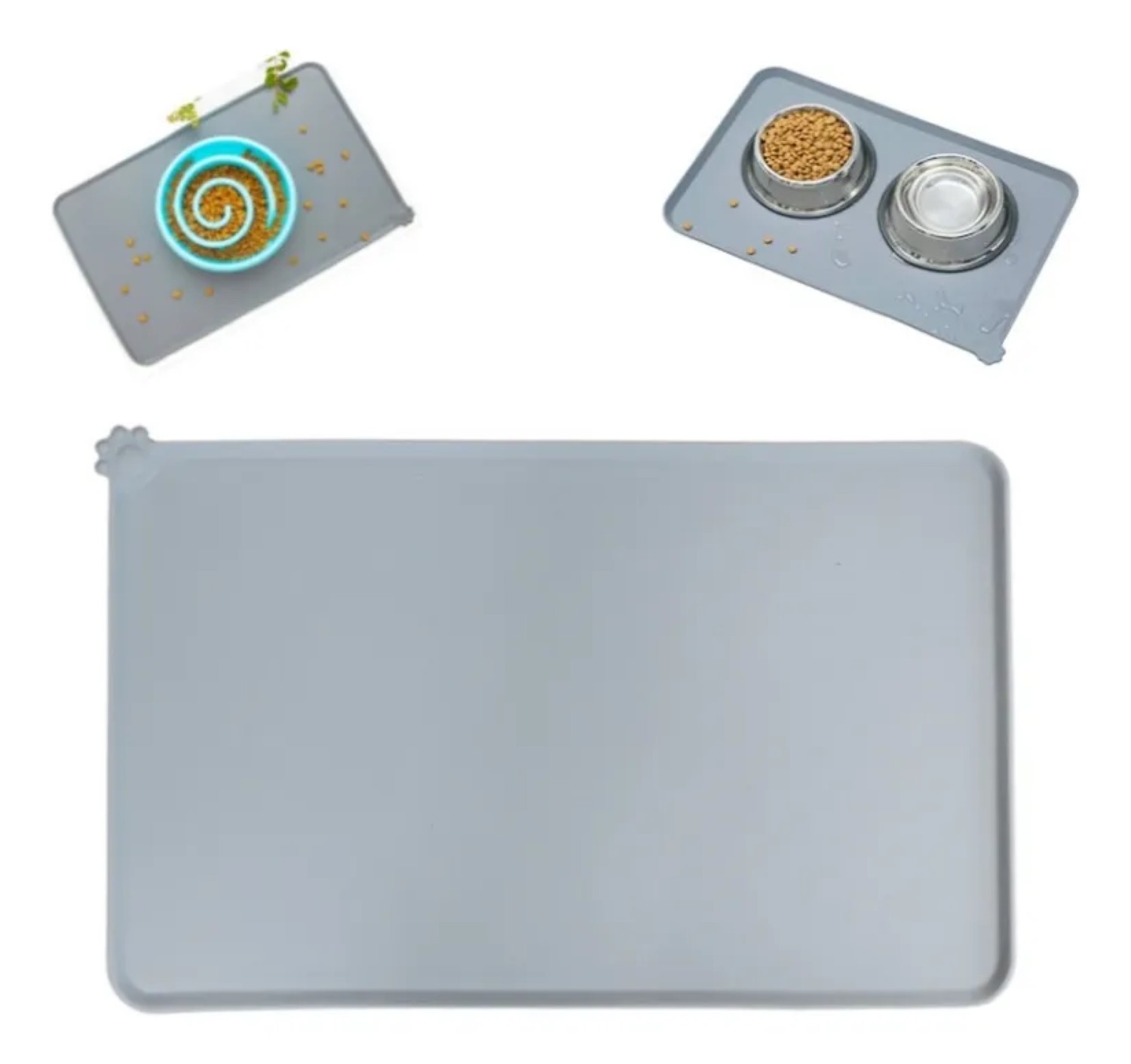 Tapete De Mascota Para Comer De Silicona Para Tazones Gris