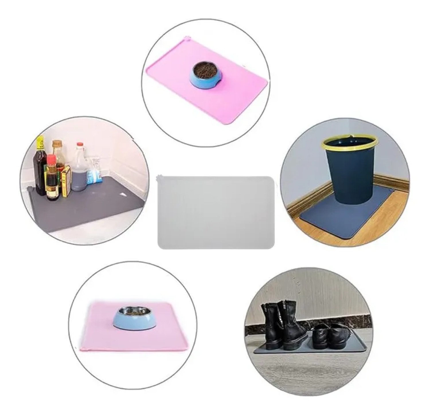 Tapete De Mascota Para Comer De Silicona Para Tazones Gris